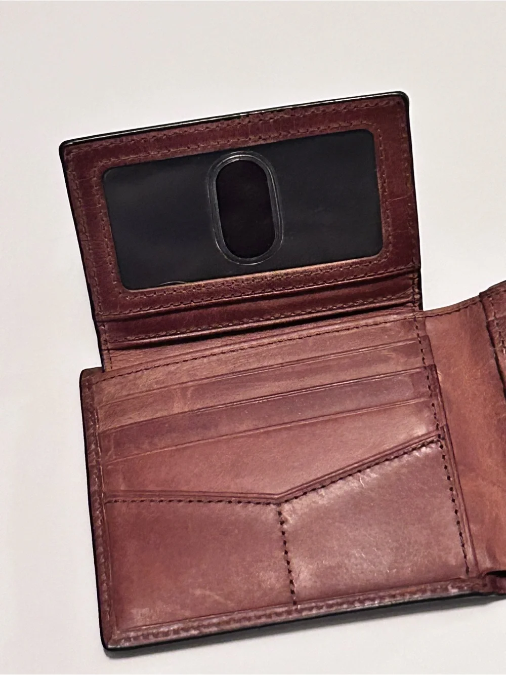 Fossil Derrick Buffalo Hide Leather RFID Passcase Wallet Bifold Men’s 4.25”x3.5”